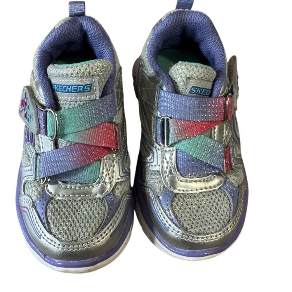 Skechers Kids' Silver Purple Memory Foam Sneakers, Toddler Size 6
